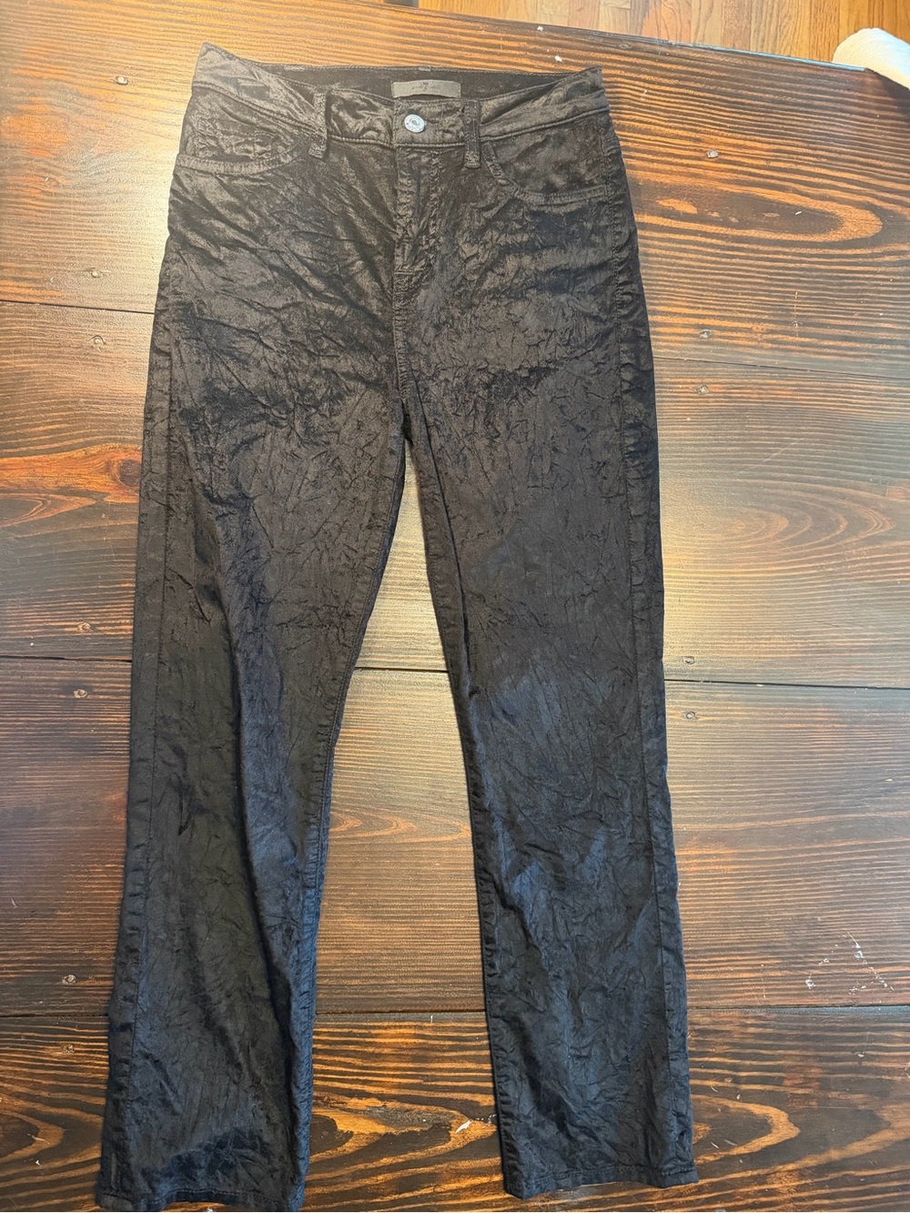 WoMen's Black crushed velvet - Classic Straight Fit pants
